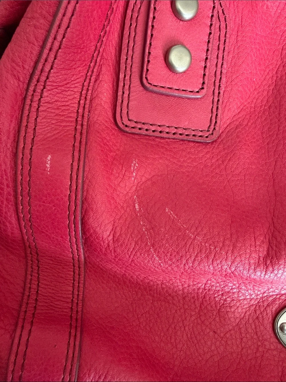 Fossil Hot Pink Leather Satchel Handbag